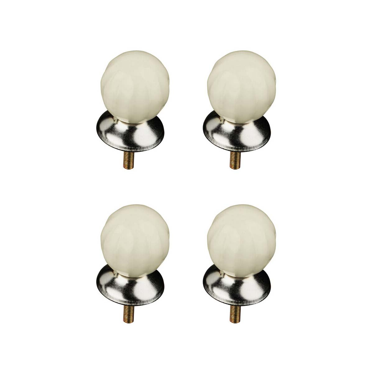 Set of 4 Retro Style Ivory Ceramic Drawer Knobs