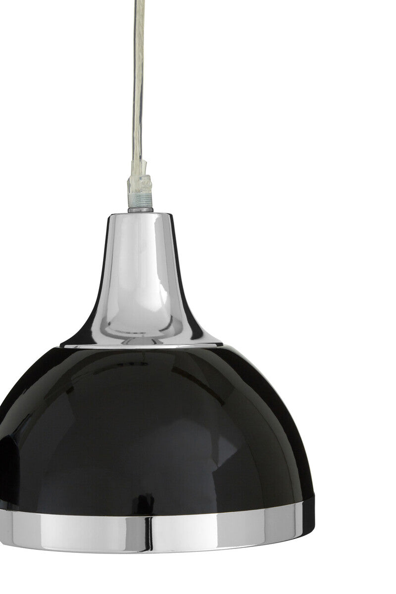 Jasper Black Shade and Chrome Pendant Light