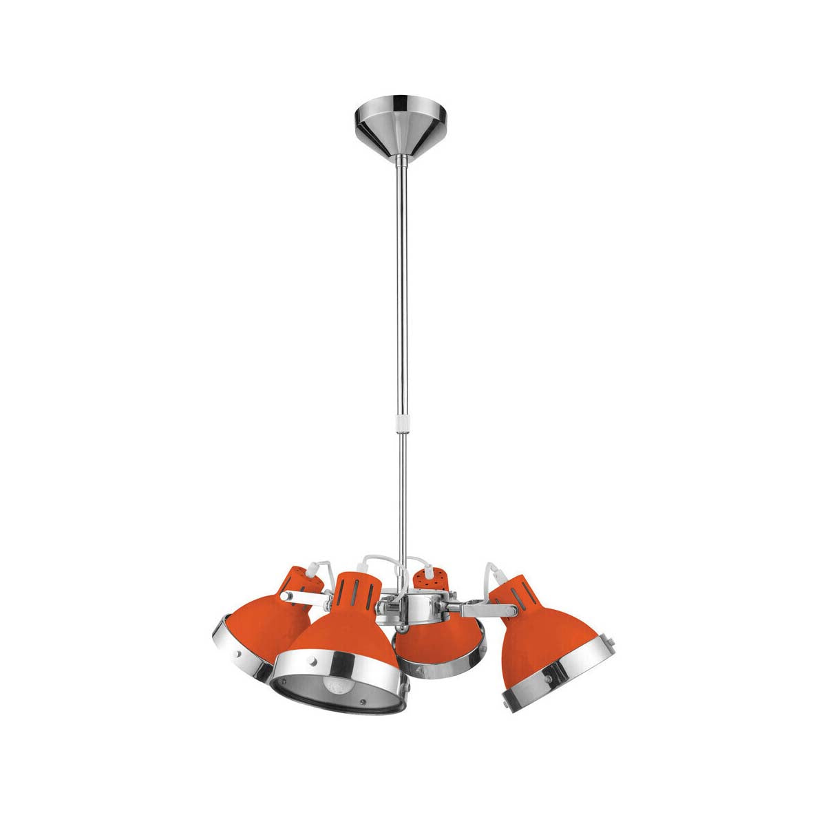Jasper Orange Shade and Chrome 4 Shad Pendant Light