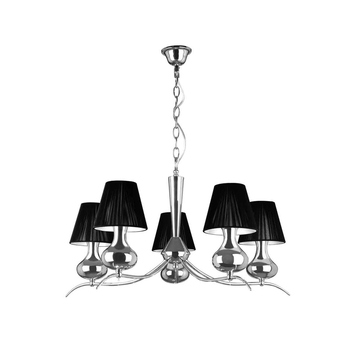 Ravan 5 Arm Black Shades Pendant Light