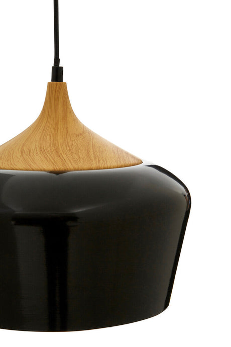 Blayne Black Metal And Wood Pendant Light