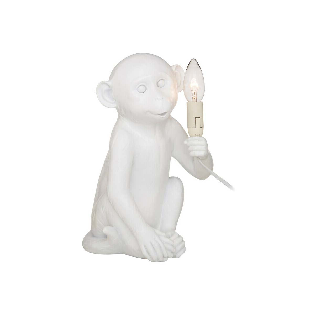 Boho White Finish Monkey Lamp