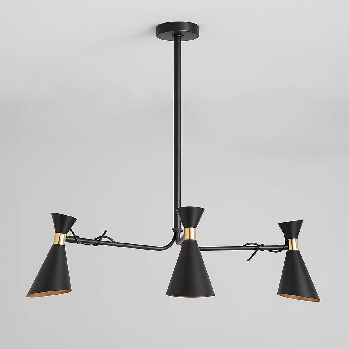 Linox 3 Shade Black And Gold Bent Arm Pe