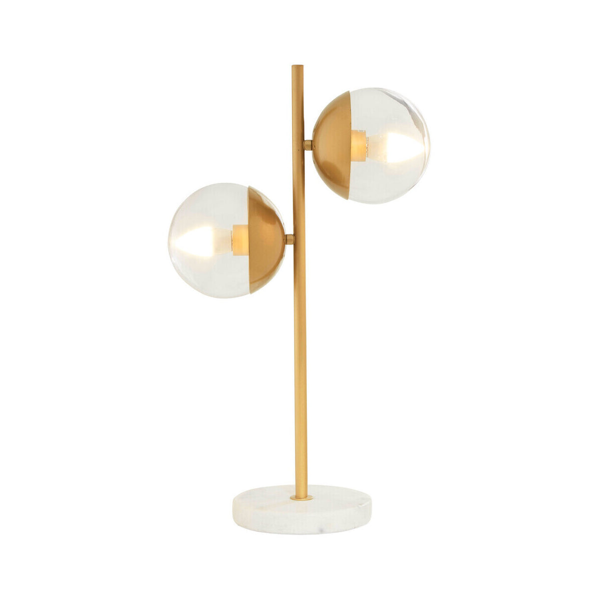 Revive Two Light Gold Finish Table Lamp With White Marble Base