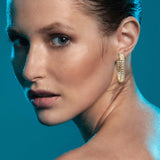 Large Gold Plated Cubic Zirconium Baguette Hoop Earrings