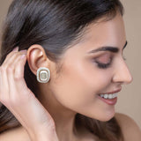 Belle Enamel and Pearl Clip on Earrings