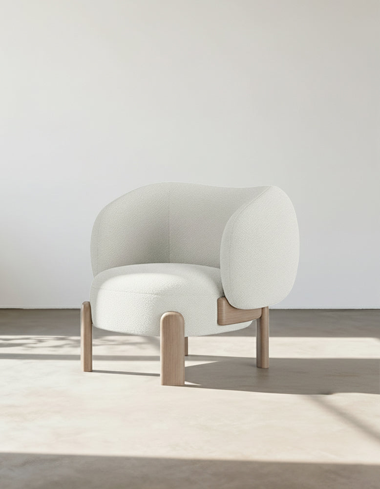 Thelonious Boucle Armchair, White Armchair