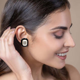 Belle Black Enamel and Pearl Clip on Earrings