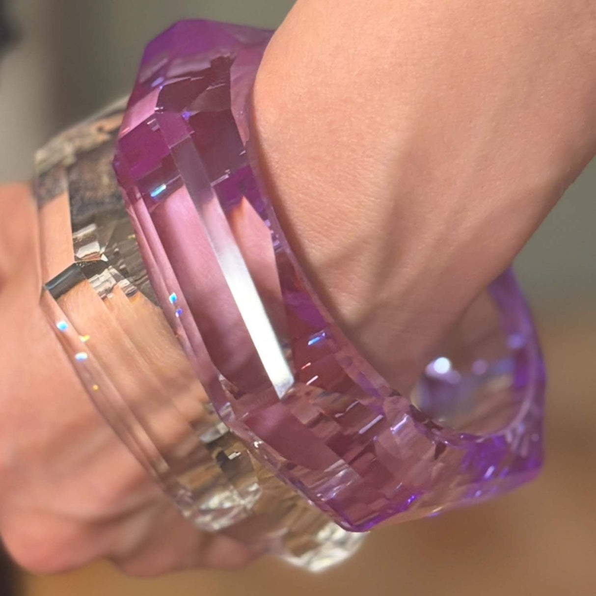 Amethyst Acrylic Faceted Bangle