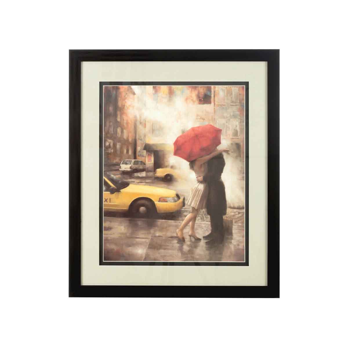 City Framed Couple Under Umbrella Wall Art