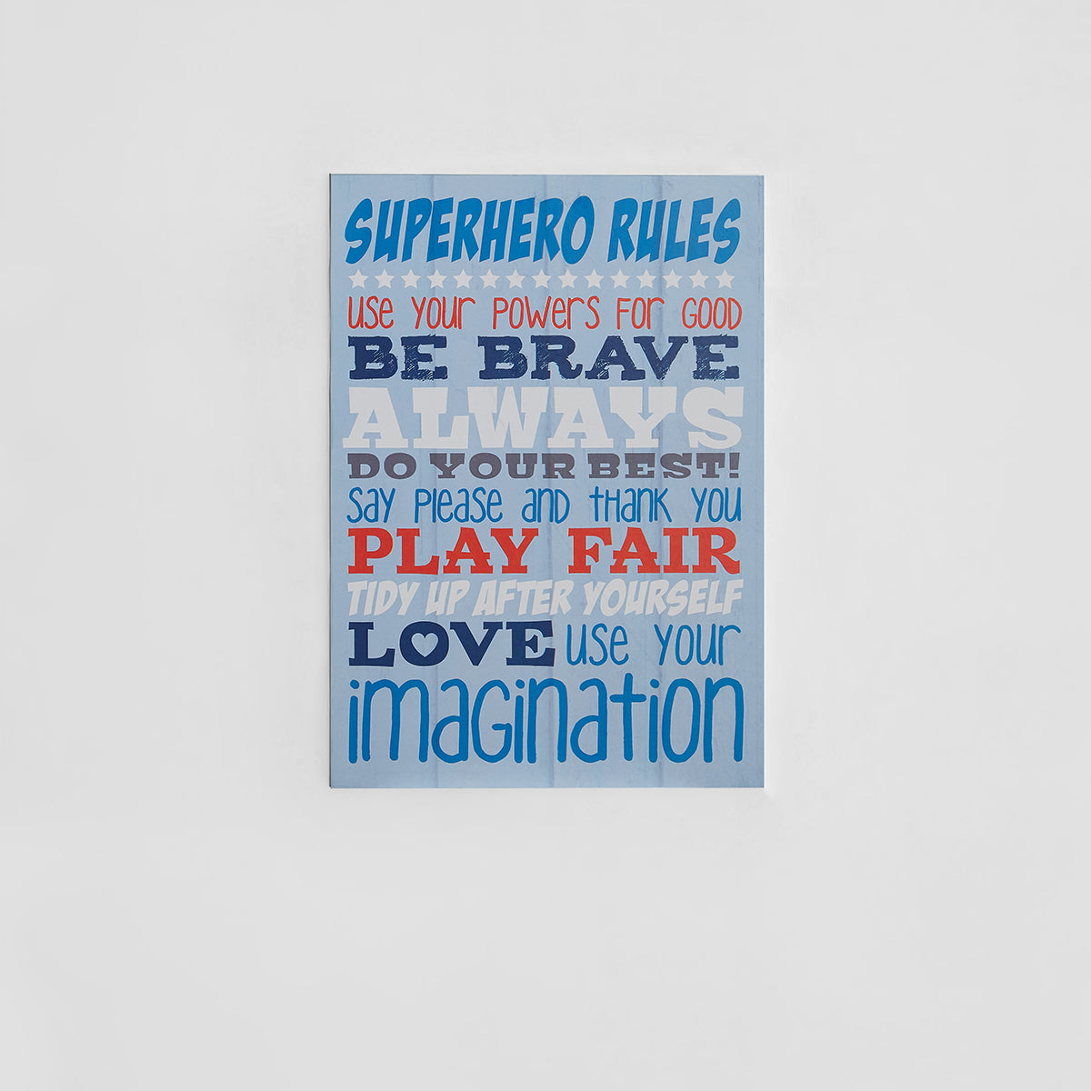 Kids Superhero Rules Wall Plaque