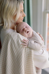 Large Swaddle Muslin - Gingham Beige