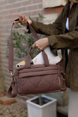 Quilted Stroller Bag - Mocha/Pears Print