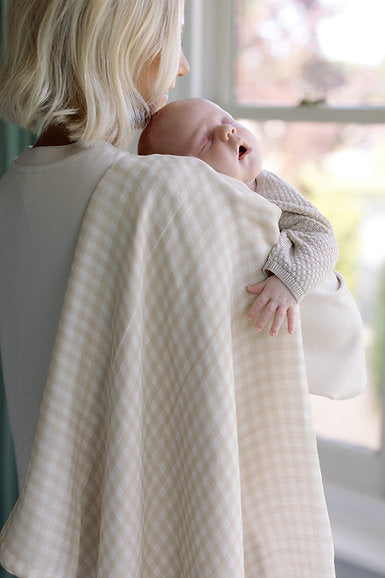 Large Swaddle Muslin - Gingham Beige