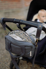 Quilted Stroller Bag - Slate/Wildflower Print