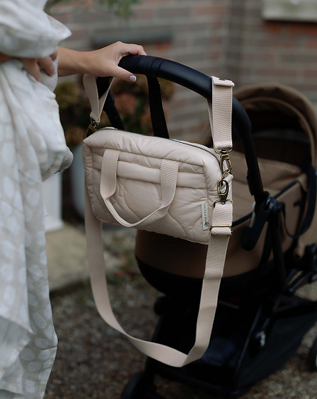 Quilted Stroller Bag - Sand/Scallop Print
