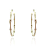 White Enamel and Gold Plated Bamboo Earrings