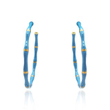 Turquoise Enamel and Gold Plated Bamboo Earrings