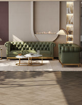 Abbado Chesterfield Three Seater Sofa, Real Leather