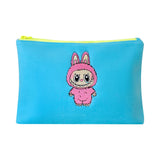 Blue Labubu Embroidered Plush Pouch