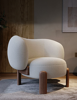 Thelonious Boucle Armchair, White Armchair