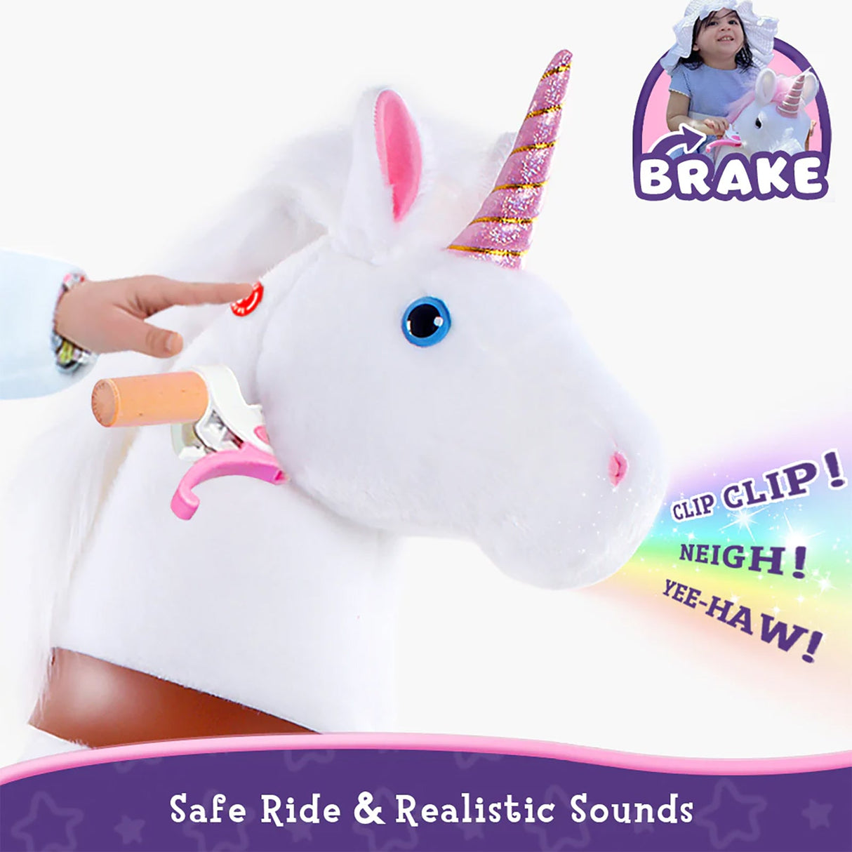 Unicorn Riding Toy Age 4-8 White（UK&EU in Stock）