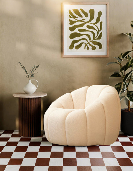 Sweeney Round Side Table, Travertine