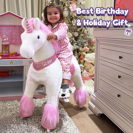 Ride-on Plush Unicorn Age 4-8 Pink（UK&EU in Stock）