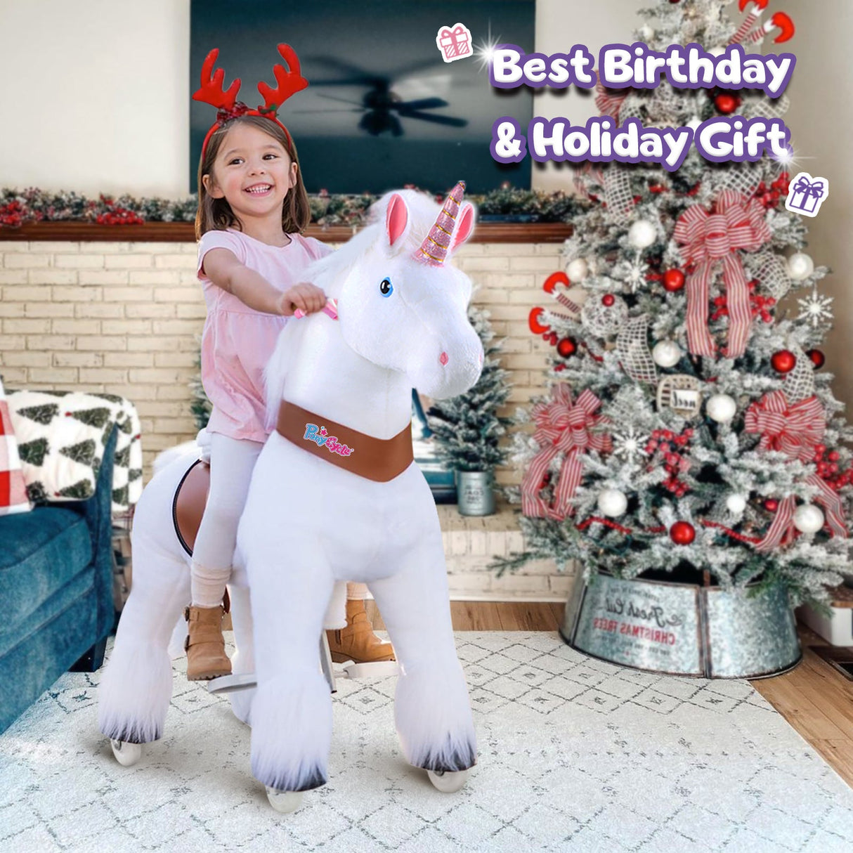 Unicorn Riding Toy Age 4-8 White（UK&EU in Stock）