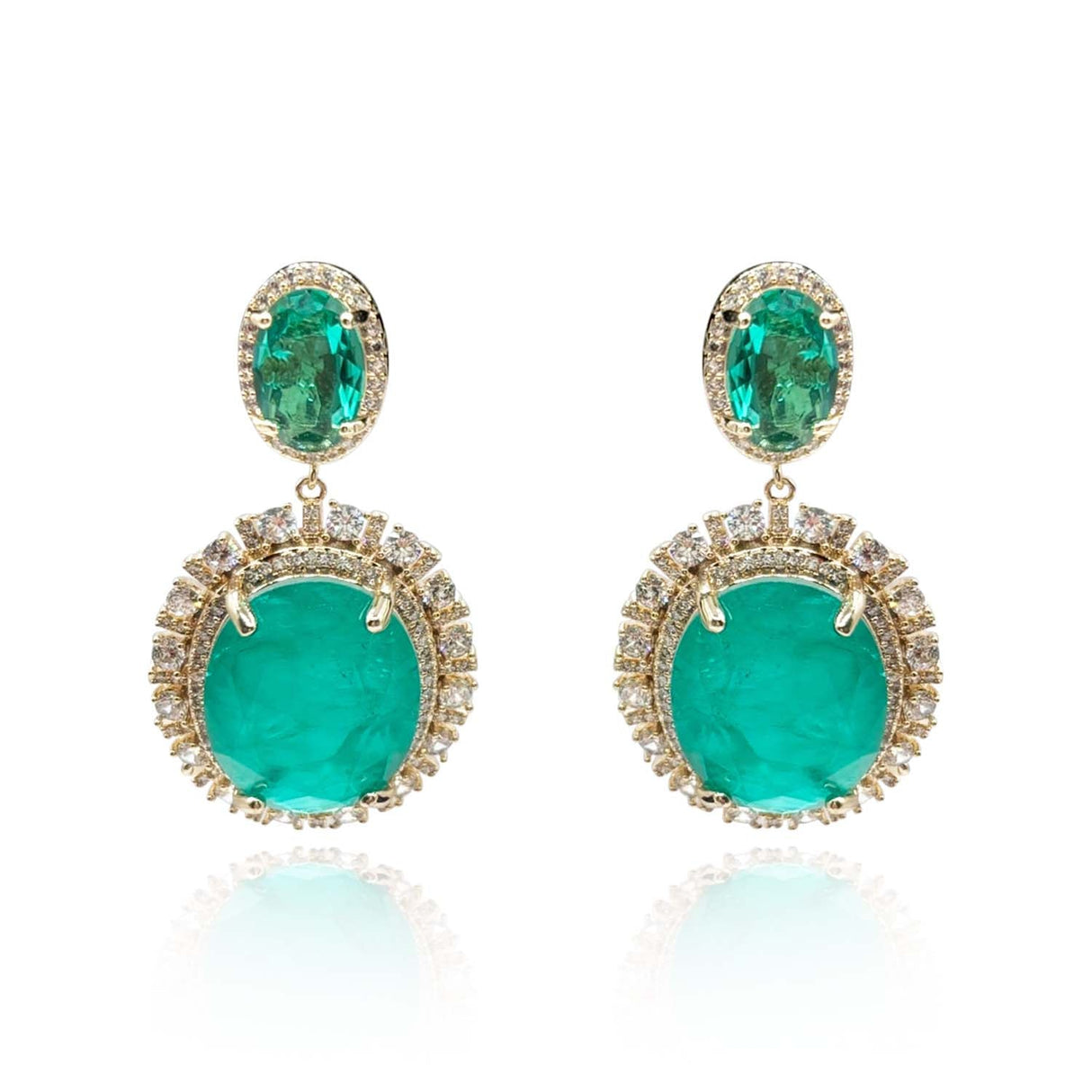 Gemma Flawed Emerald Clip Drop Earrings
