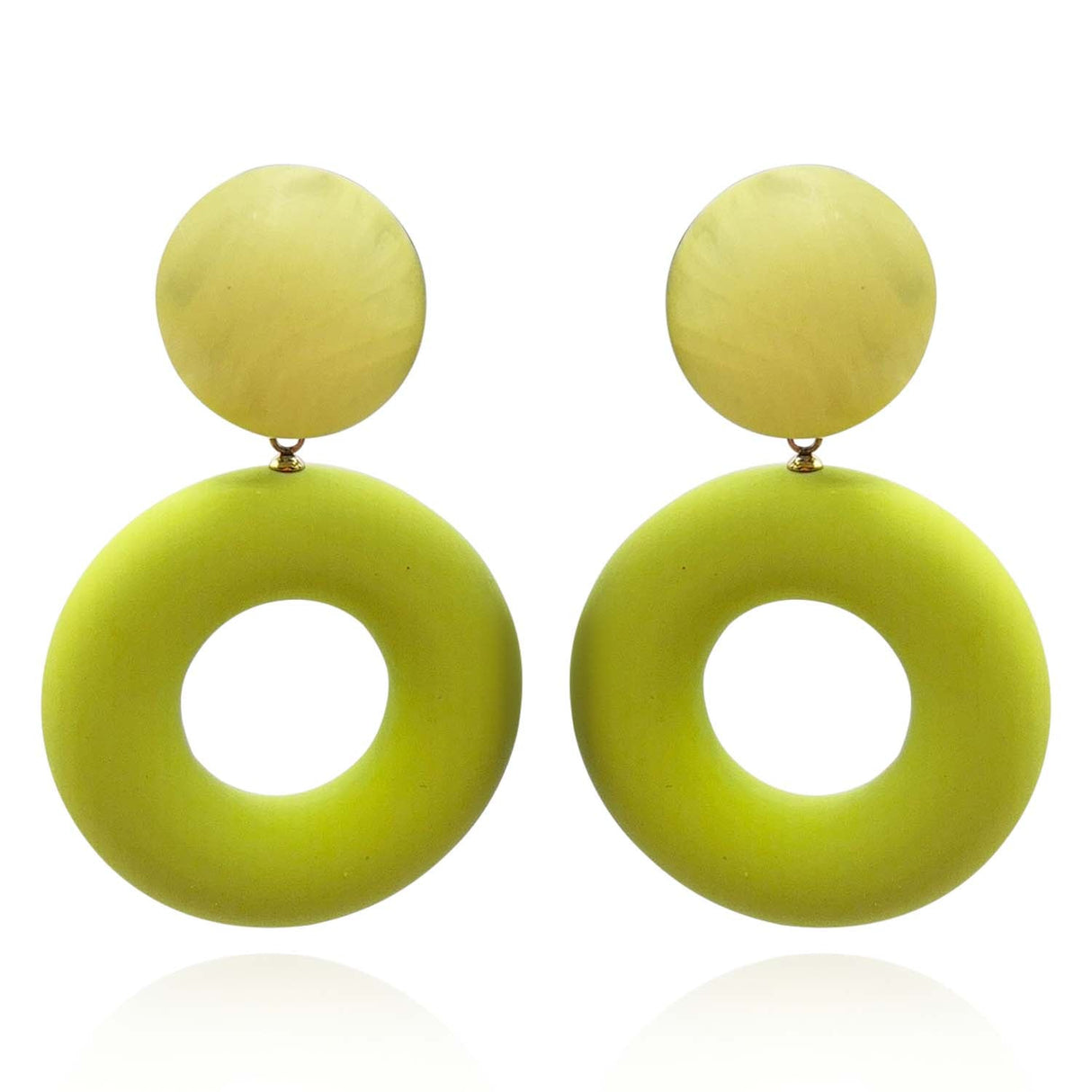 Lucia Chatreuse Resin And Matte Rubber Clip Drop Earrings