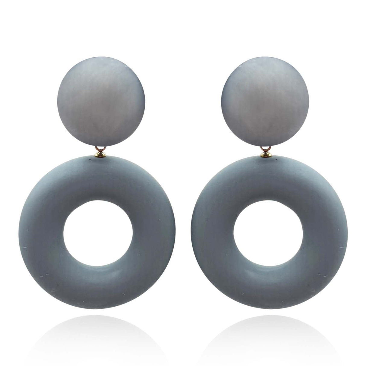 Lucia French Grey Resin And Matte Rubber Clip Drop Earrings
