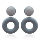 Lucia French Grey Resin And Matte Rubber Clip Drop Earrings