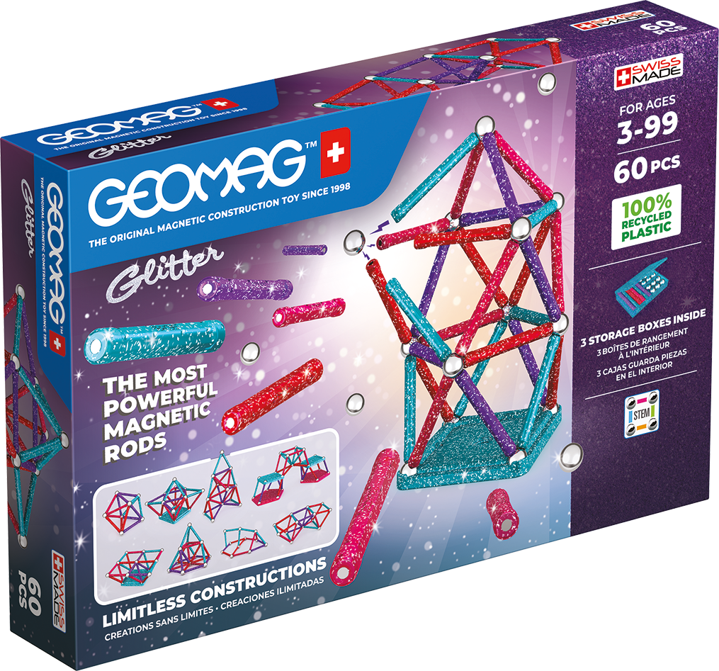 Geomag Glitter Recycled 60 Pieces Set
