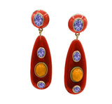 Sofia Rouge Resin and Enamel Pierced Earrings With Light Amethyst Crystal Stones