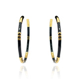 Black and Gold Stripe Hoop Eaarings