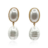 Emma Baroque White Glass Pearl Drop Pierced Earrings