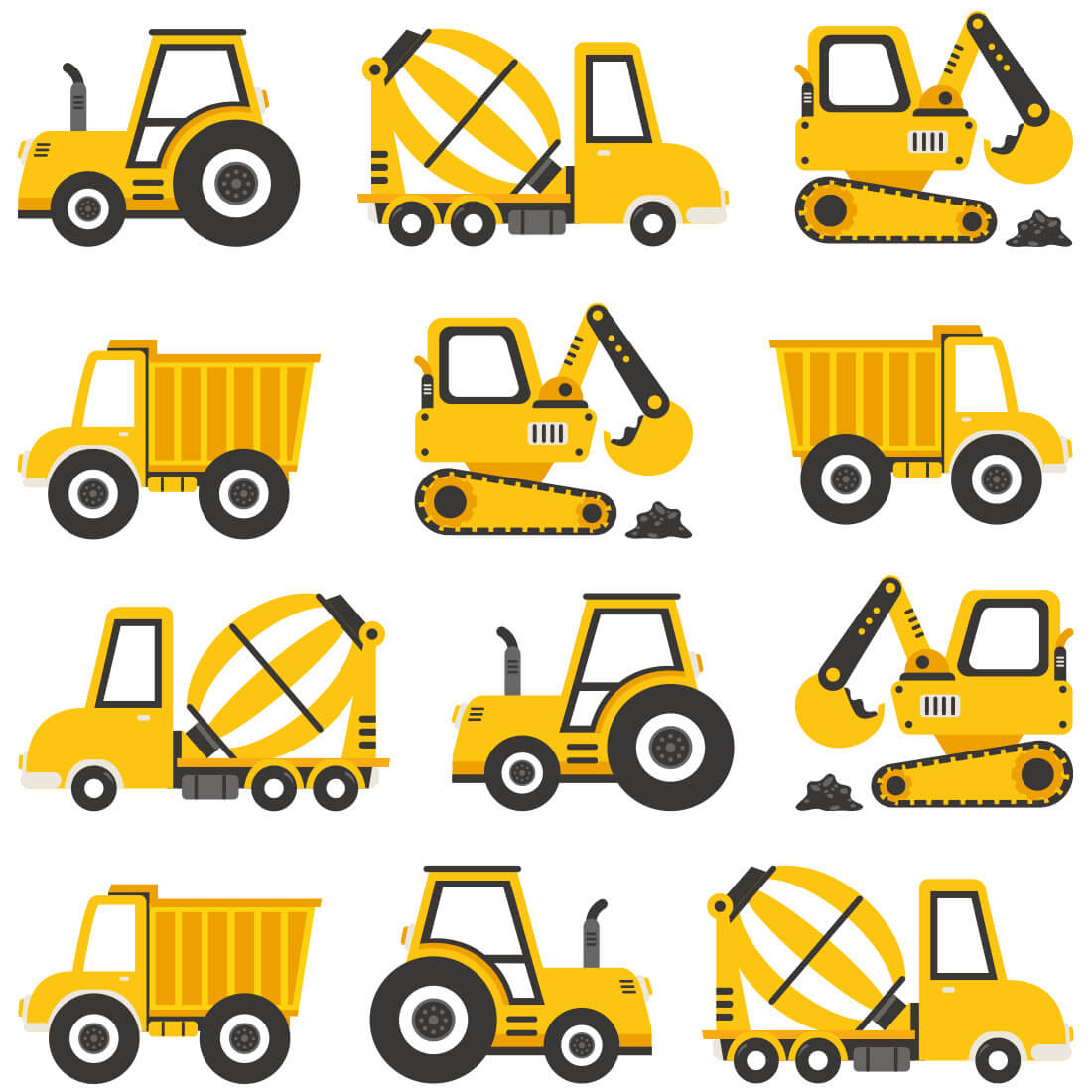 Wall Stickers | Yellow Construction Vehicles