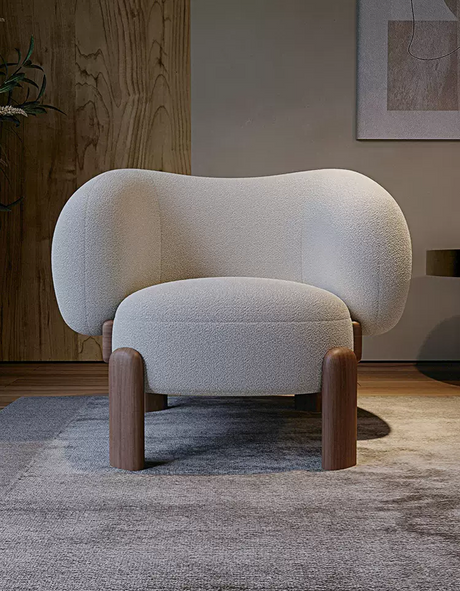 Thelonious Boucle Armchair, White Armchair