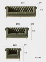 Abbado Chesterfield Three Seater Sofa, Real Leather