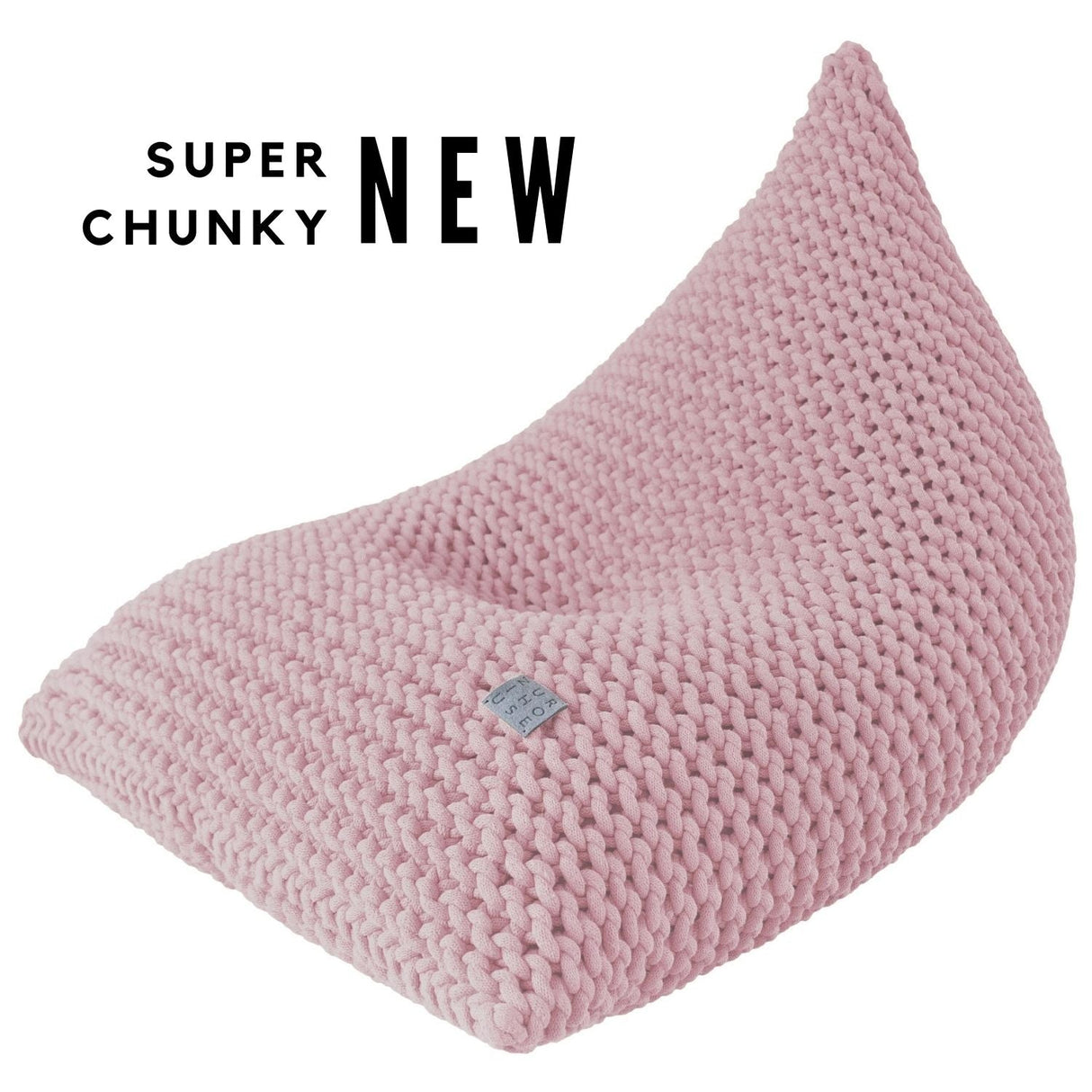 Chunky Knitted Bean Bag | POWDER PINK