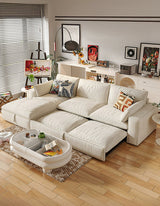 Acosta Corner Sofa Bed With Storage, Suede