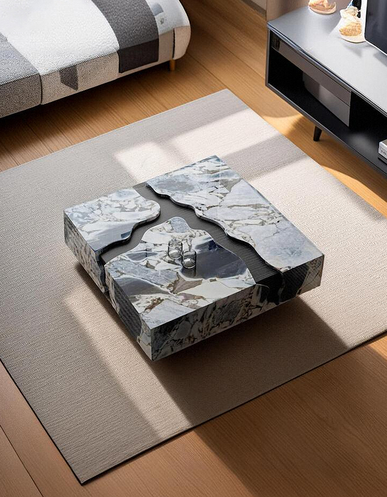 Aesop Low Coffee Table, Square Marble