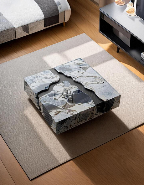 Aesop Low Coffee Table, Square Marble