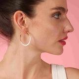 Gold and White Enamel Hoop Earrings