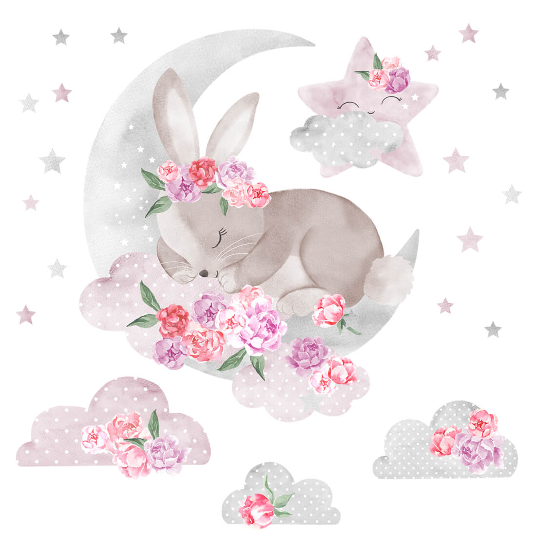 Wall Sticker | Pink Sleeping Rabbit