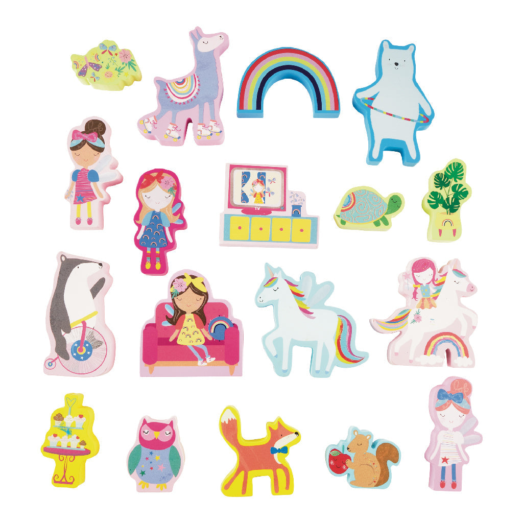 Playbox With Wooden Pieces - Rainbow Fairy