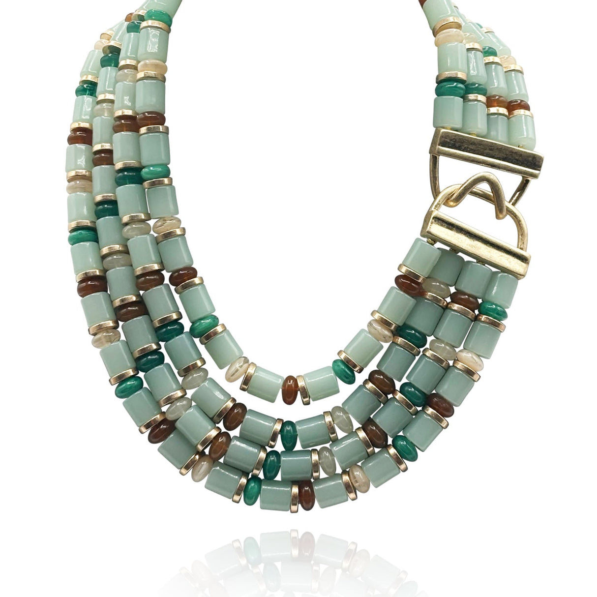 Zita Four Strand Multi Color Jade  Resin Necklace