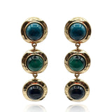 Flora Three Stone Turquoise and Malachite Resin Pierced Earrings