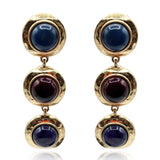 Flora Three Stone Lapis and Carnelian Resin Pierced Earrings